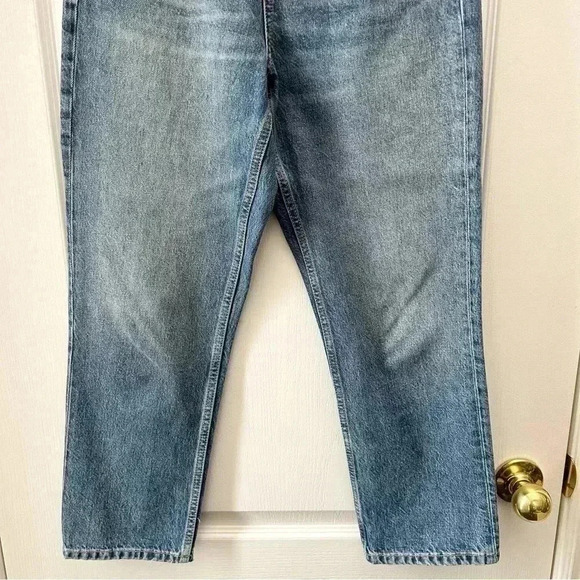 Topshop Editor Jeans High Rise Straight Leg Denim Cropped Button Fly Blue 26 - Picture 7 of 16